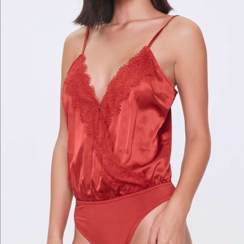 NEW Satin Lace Trim Bodysuit❣️